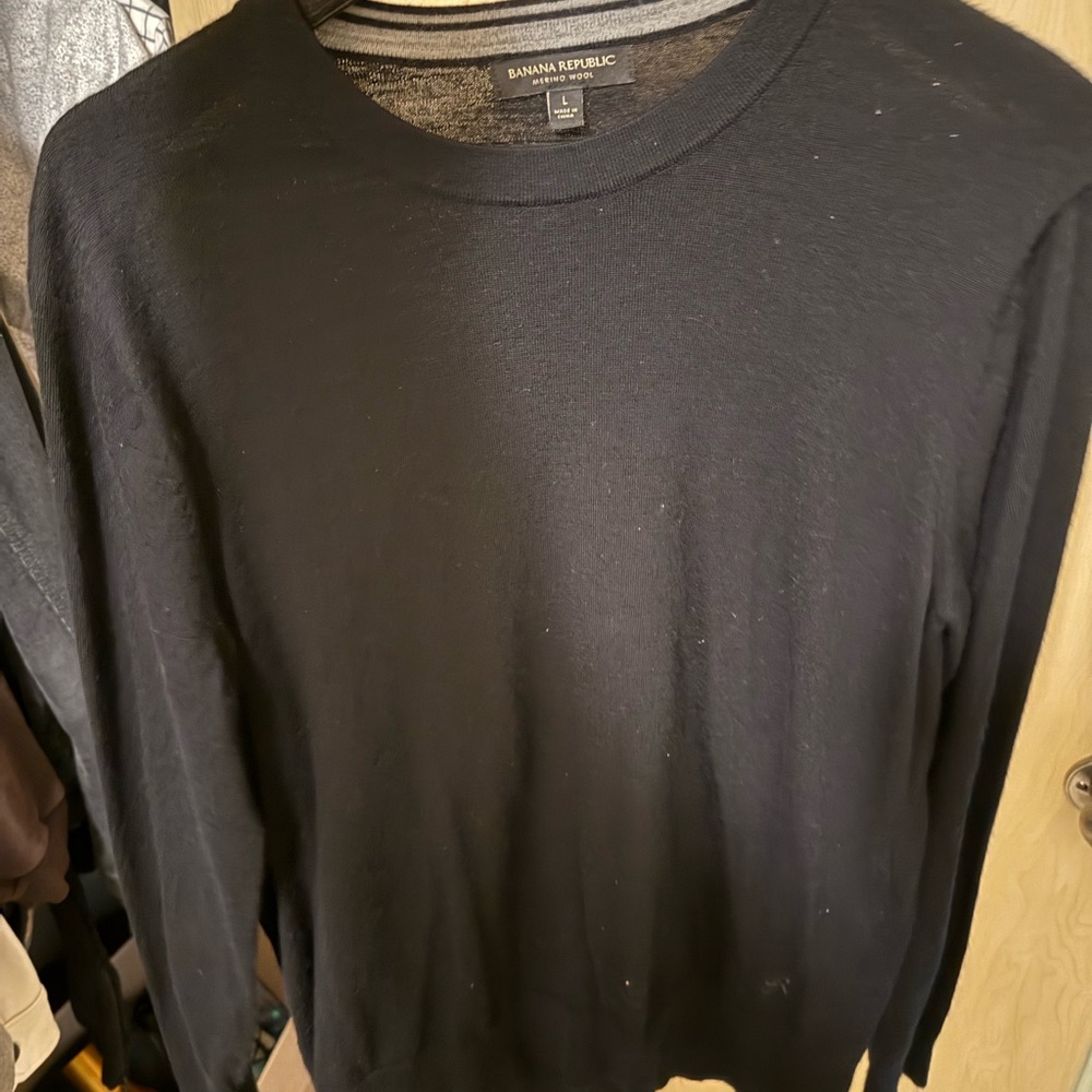 Banana Republic Black Merino Wool Sweater - Large